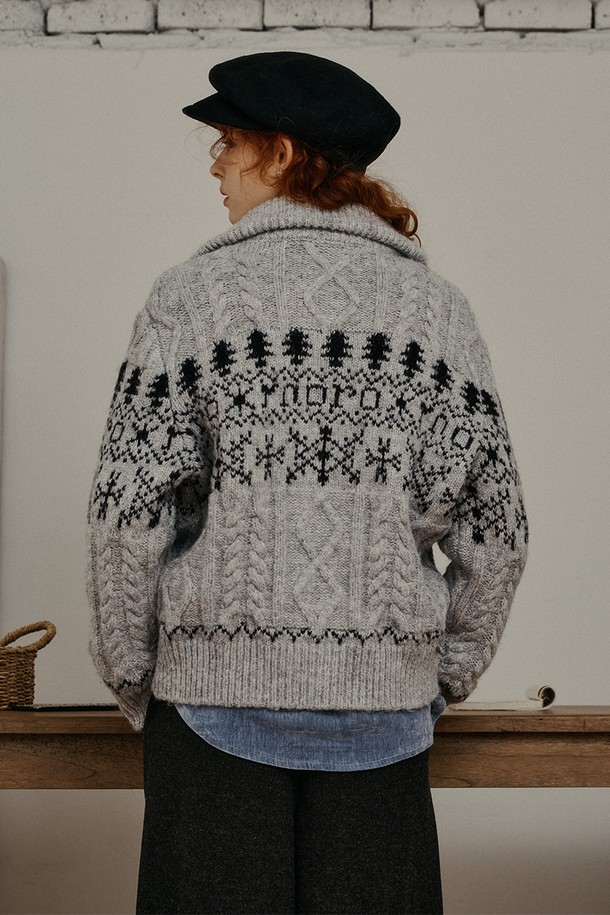 Proud Mary - 가디건 - PM_Pine graphic knit cardigan_GRAY