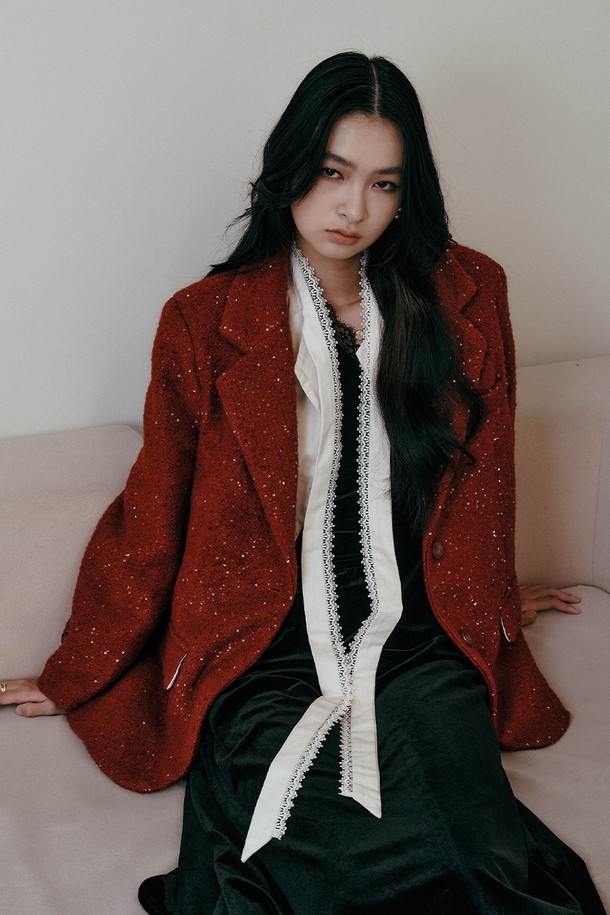 itte - 자켓 - IT_Sequin fake two piece jacket_RED