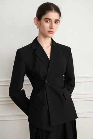 YY_Black one-button jacket