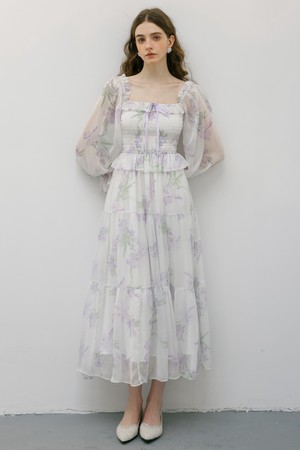 DD_Lavender floral chiffon dress