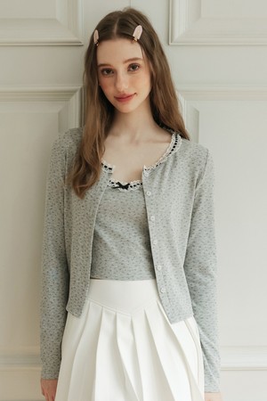 Cest_Lace line gray cardigan