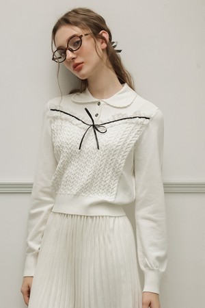 Cest_Sweety lapel knitted top