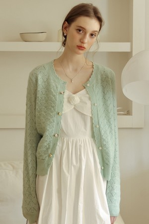 Cest_Fresh flower button cardigan