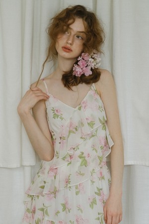 Cest_Irregular floral chiffon camisole