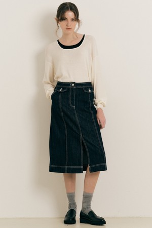 WD_Denim vintage long skirt