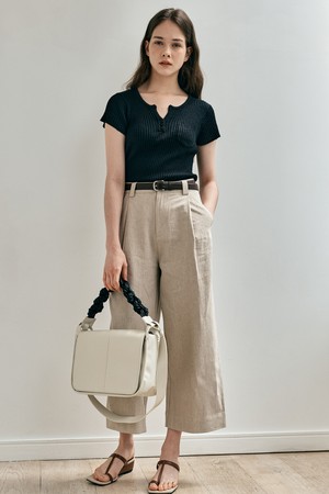 WD_One tuck linen wide pants