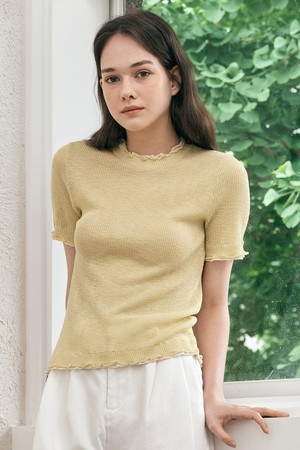 WD_Slim shirring sleeve top_YELLOW