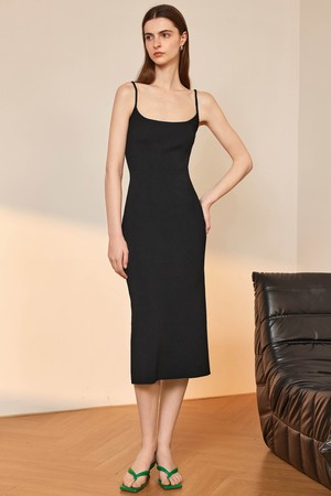 YY_Sleeveless slip knit dress_BLACK