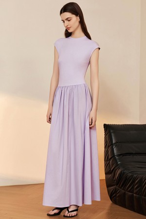 YY_Waist pleated dress_PURPLE
