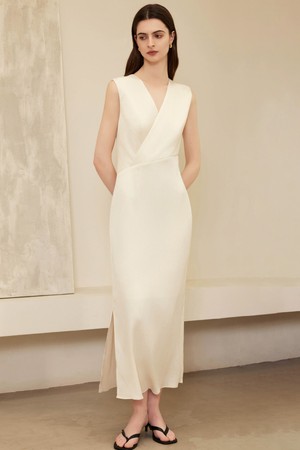 YY_V-neck sleeveless long dress