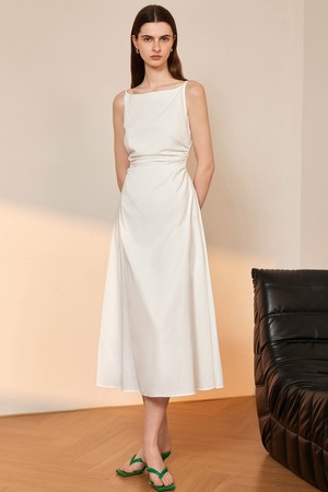 YY_Cinched waist slip dress_WHITE
