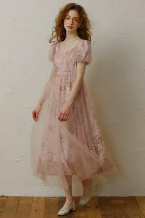 Cest_Fairy pink floral mesh dress