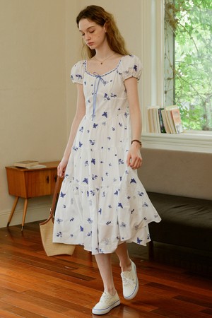 Cest_Butterfly puff sleeve dress