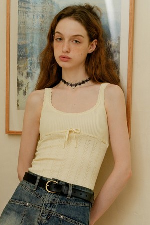 Cest_Ribbon slim fit camisole_CREAM