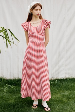 WD_Vacation ruffle sleeve red dress