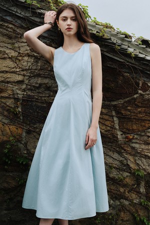 WD_Temperament sleeveless dress_BLUE