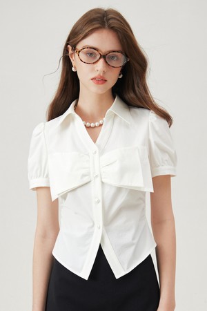 WD_Bow cropped shirt_WHITE