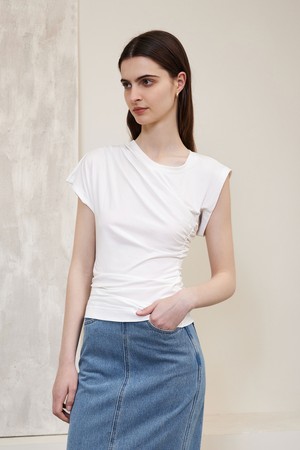 YY_Asymmetric pleated summer top