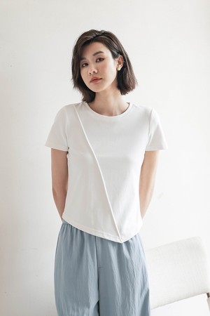 LS_Crew neck slim fit top_WHITE