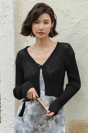 LS_Black sun protection knit cardigan