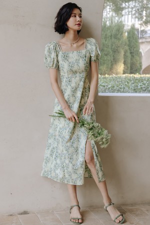 LS_Floral two way green dress