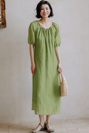 LS_String neck puff dress