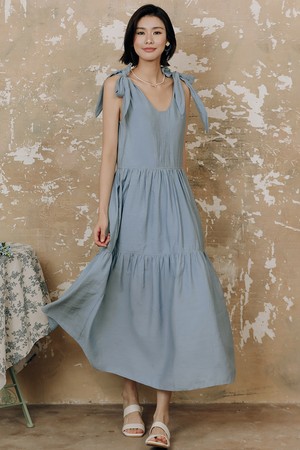 LS_Blue bow chiffon dress