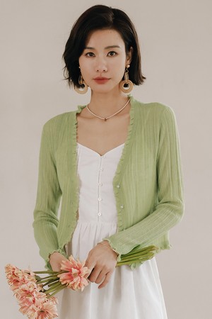 LS_Green edge cardigan