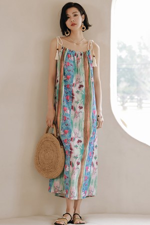 LS_Floral bandeau suspender dress