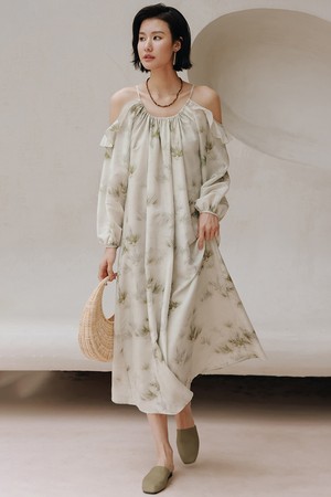 LS_Loose chiffon floral dress