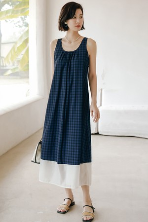 LS_Blue plaid sleeveless dress