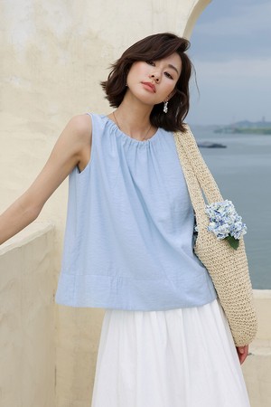 LS_Blue wide sleeveless top