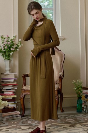 SR_Maple brown slim long dress