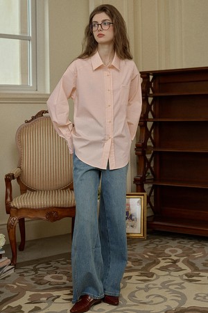SR_Wash casual wide leg jeans