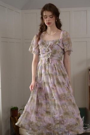 SR_Purple lotus pleated dress