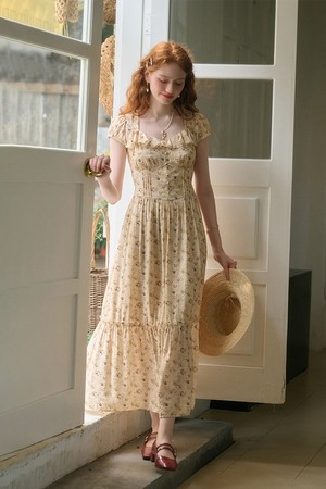 SR_Austin rose oil painting dress