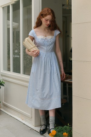 SR_Butterfly jacquard blue dress