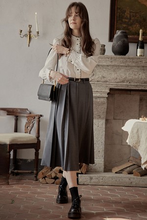 PM_Smoky gray pleated skirt