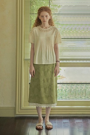 PM_Jacquard lace linen skirt