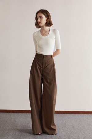 YY_High waist casual drape pants_2color