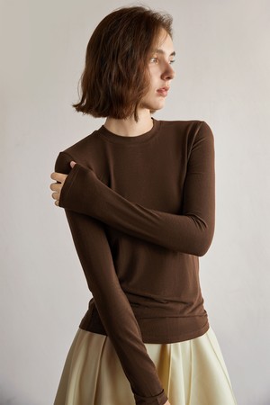 YY_Wool slim crewneck knit top_4color