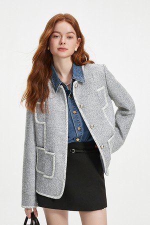 WD_Irregular pocket tweed jacket