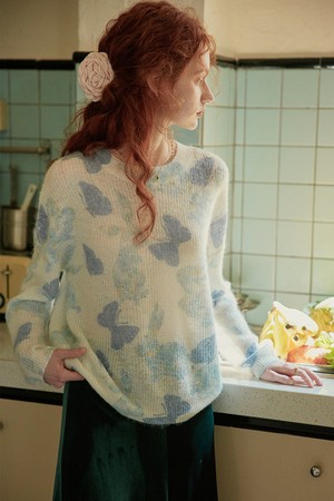 PM_Ink painting loose knit top_BLUE