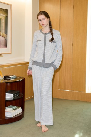 MJ_Stripe knitted pajamas_GRAY