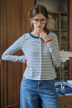 SR_Chic striped slim cardigan