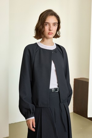 YY_Loose charcoal long sleeve jacket