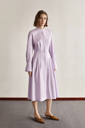 YY_Pleated waist shirt dress_PURPLE