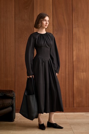 YY_Waist pleated French dress_2color