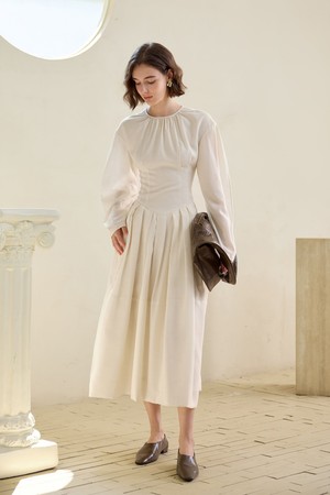 YY_Waist pleated French dress_2color