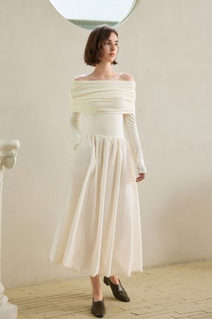 YY_Temperament pleated solid color dress